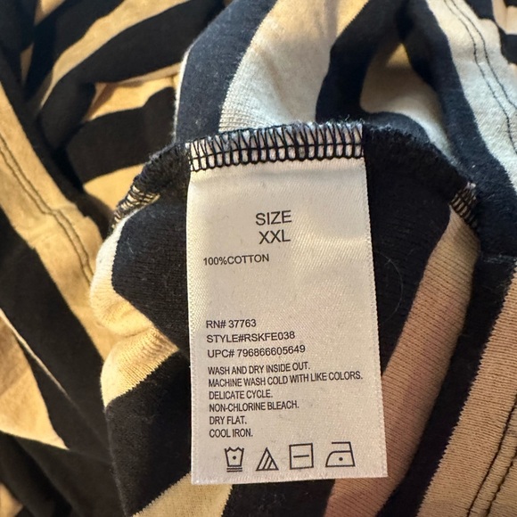 Rafealla Black and Tan Striped Long Sleeve Top with Gold Accent Buttons Size XXL - Picture 6 of 8